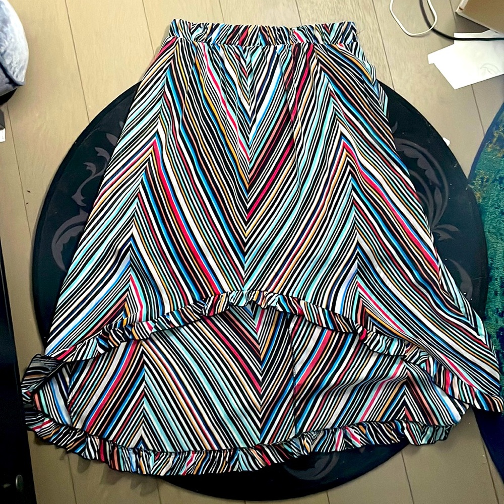 Hi-Lo Rainbow Maxi Skirt